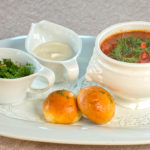 Борщ Soup prepared with broth of beef tail
